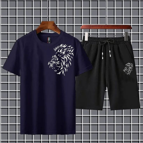 Black Summer Printed Tracksuit For Men