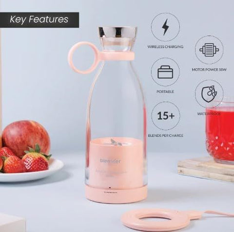 Portable Electric Bottle Juicer For Shakes And Smoothies - Mini Fast Portable Juicer Blender USB Rechargeable