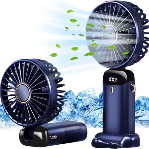 USB Handheld Mini Fan Foldable Portable Neck Hanging Fans 5 Speed Rechargeable Fan with phone stand