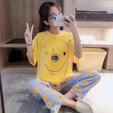 Printed Design Half Sleeves Ladies Night Suit For Womens