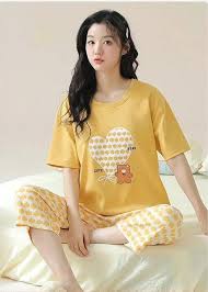 Printed Design Half Sleeves Ladies Night Suit For Womens